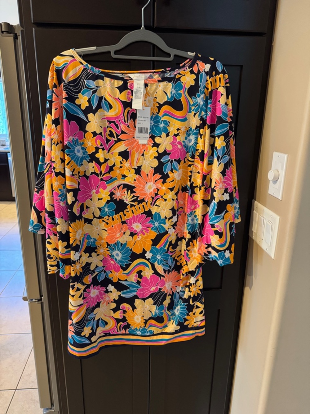 NWT Sunshine 79 multi color coverup!  Stunning!  Size large!  FUN Summer piece!